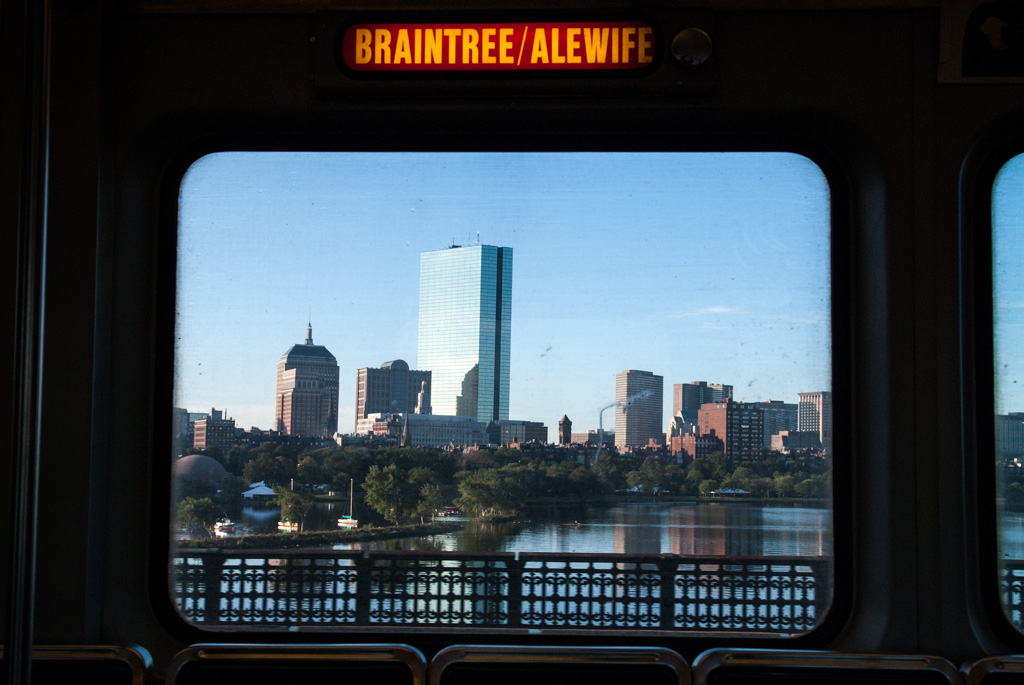boston seen through subway going over charles river